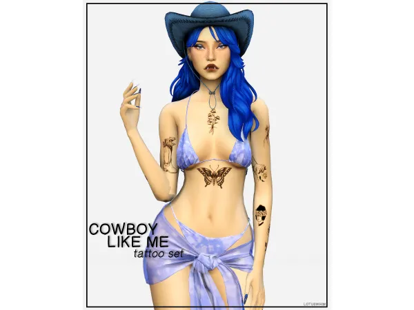 Mix cowboy like me tattoo set by lotuswhim - The Sims 4 Custom Content
