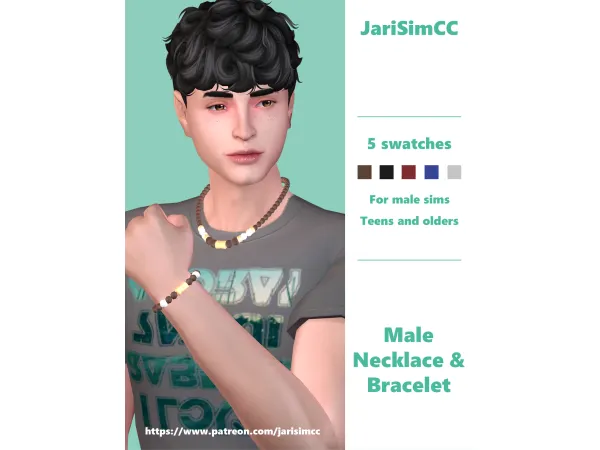 Maxis Match JariSImCC Male Necklace Bracelet 01 by JariSimCC - The Sims 4 Custom Content