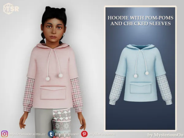 Hoodie with pom-poms