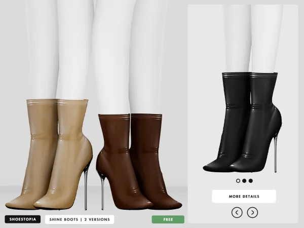 Alpha Shine Boots UPDATED by Shoestopia - The Sims 4 Custom Content