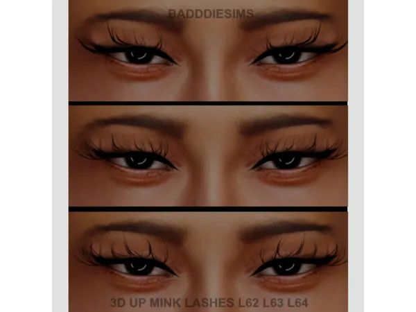 Alpha 3D UP MINK LASHES VERSION L62 L63 L64 by BADDDIESIMS - The Sims 4 Custom Content