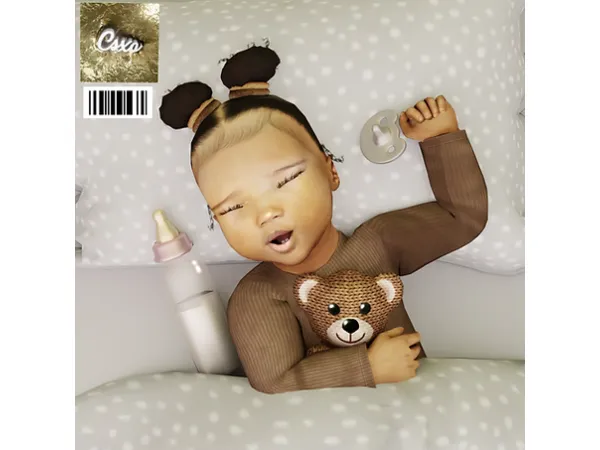 Alpha Laya Buns Infant Hair by cecesimsxo - The Sims 4 Custom Content