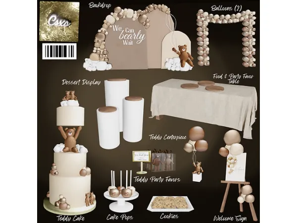 Alpha Cozy Bear Baby Shower Pack by cecesimsxo - The Sims 4 Custom Content