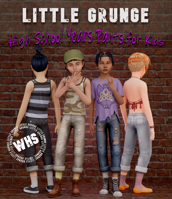 Maxis Match WHS Little Grunge Collection Item 2 High School Years Pants for Kids by simsfinds - The Sims 4 Custom Content