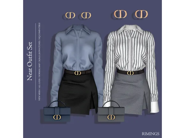 Alpha [RIMINGS] Neat Outfit Set by RIMINGS - The Sims 4 Custom Content