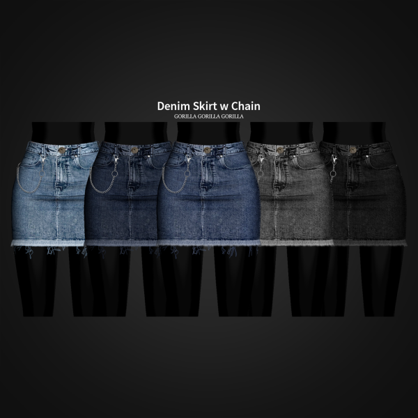 Alpha Denim Skirt w Chain by simsfinds - The Sims 4 Custom Content