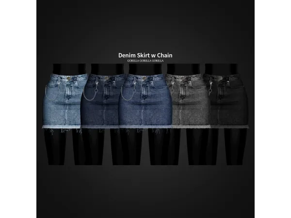 Alpha Denim Skirt w Chain by Gorilla Gorilla Gorilla - The Sims 4 Custom Content