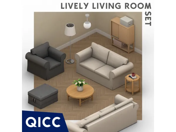 Maxis Match Lively Living Room Set - The Sims 4 Custom Content