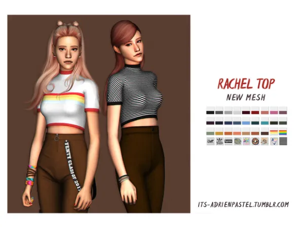 Mix (Old) Rachel Top by adrienpastel - The Sims 4 Custom Content