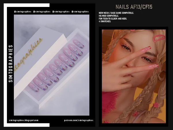 Alpha Nails AF13CF15 - The Sims 4 Custom Content