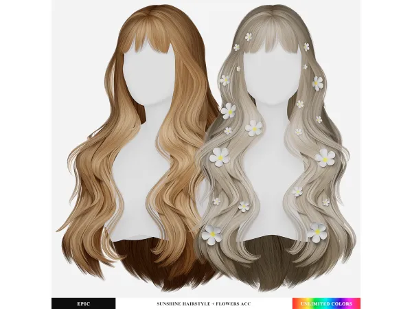 Alpha Sunshine Hairstyle Flowers Accessory by Epic - The Sims 4 Custom Content
