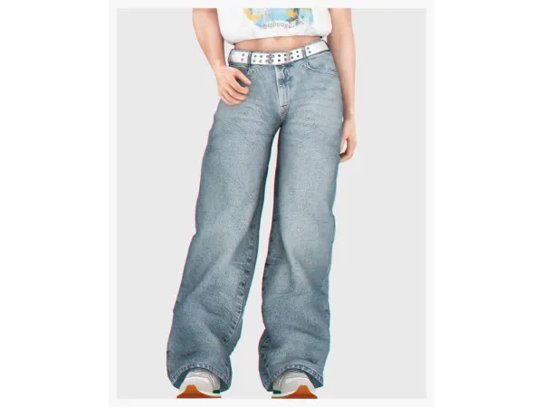 Alpha Low Waist Loose Baggy Denim Pants (For Males) by backtrackcc - The Sims 4 Custom Content