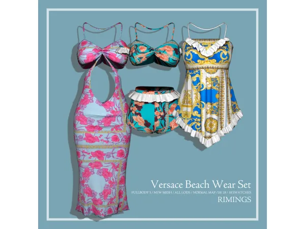 Alpha [RIMINGS] Versace Beach Wear Set - The Sims 4 Custom Content