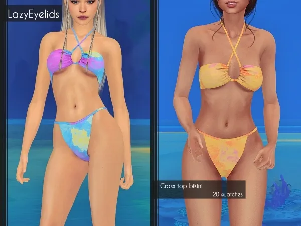 Alpha Cross top bikini - The Sims 4 Custom Content