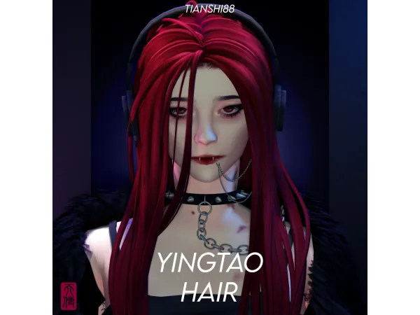 Alpha YINGTAO HAIR by TIANSHI - The Sims 4 Custom Content