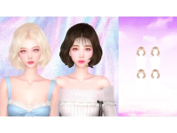 Alpha Kiss hairstyle by greenteahoney - The Sims 4 Custom Content