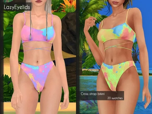 Alpha Cross strap bikini - The Sims 4 Custom Content