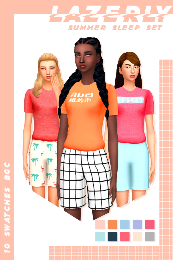 Maxis Match LAZERLYS SUMMER SLEEP SET by simsfinds - The Sims 4 Custom Content