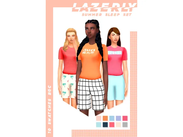 Maxis Match LAZERLYS SUMMER SLEEP SET - The Sims 4 Custom Content