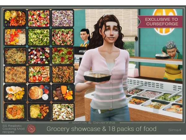 Mix FUNCTIONAL BUFFET WITH 18 DISHES - The Sims 4 Custom Content