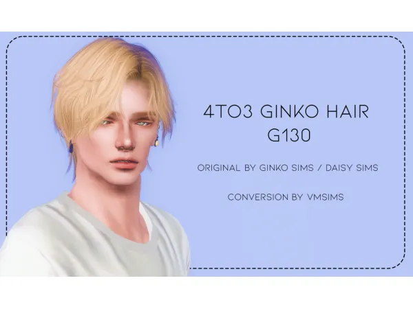 4to3 Ginko Hair G130 by VMSims - The Sims 3 Custom Content