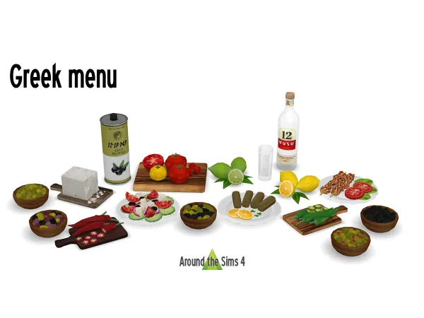 Maxis Match Around Greek menu - The Sims 4 Custom Content