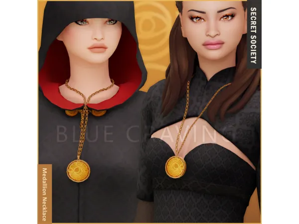 Mix Blue Craving Medallion Necklace - The Sims 4 Custom Content