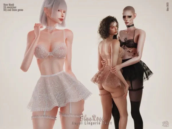 Alpha Angel Lingerie Skirt and Acc - The Sims 4 Custom Content