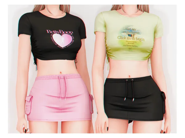 Alpha Haerin T Shirt Skirt - The Sims 4 Custom Content