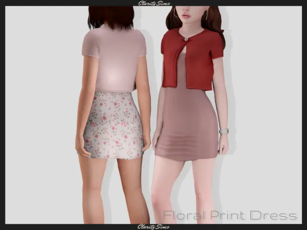 Alpha Floral Print Dress Child - The Sims 4 Custom Content
