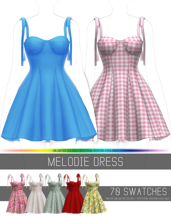 Alpha MELODIE DRESS by simsfinds - The Sims 4 Custom Content