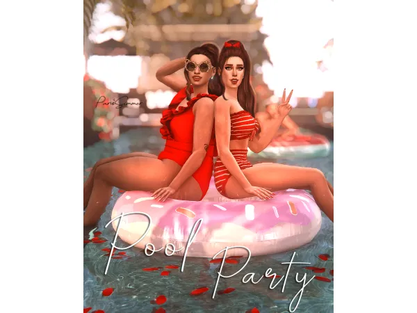 Mix Pool Party 10 poses - The Sims 4 Custom Content