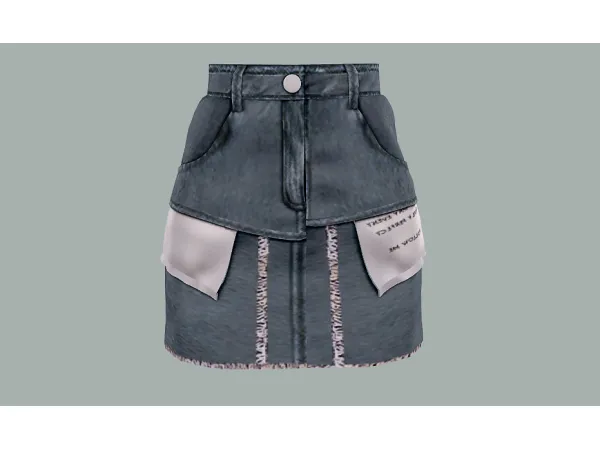 Newen High Waist Denim Skirt by thornsofpeace - The Sims 3 Custom Content