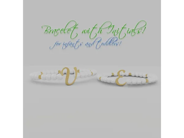 Alpha [Scarlett Bulckowisk] Bracelet with Initial (Infants and toddlers all letters) - The Sims 4 Custom Content