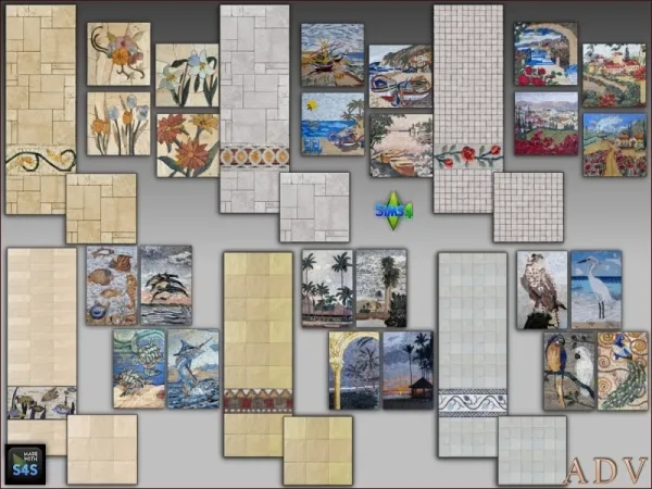Mix Wall and floor tiles with paintings - The Sims 4 Custom Content