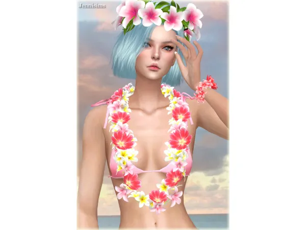 Mix ALOHA ACCESSORIES (CROWNNECKLACEBRACELET DUAL) by Jennifer Jennisims - The Sims 4 Custom Content