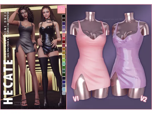 Alpha Hecate Leather Mini Dress - The Sims 4 Custom Content