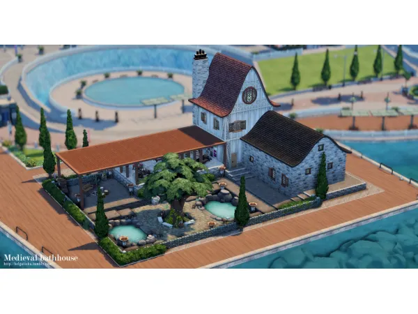 Maxis Match Medieval bathhouse - The Sims 4 Custom Content