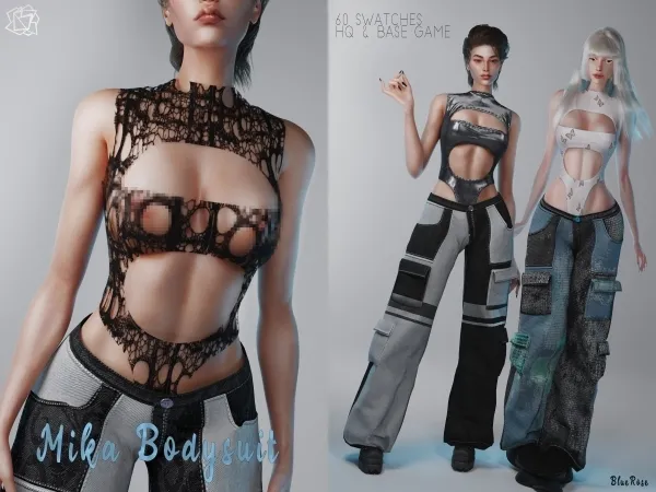 Alpha [BR]Mika Bodysuit Two versions - The Sims 4 Custom Content