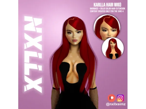 Alpha Karlla Hair Wig by nxllxsimz - The Sims 4 Custom Content