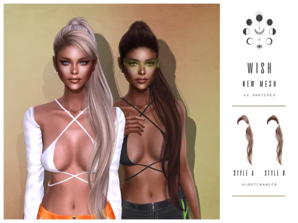 Alpha nightcrawler wish hair by nightcrawler - The Sims 4 Custom Content