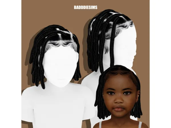 Mix AVA LOCS CHILD VERSION by BADDDIESIMS - The Sims 4 Custom Content