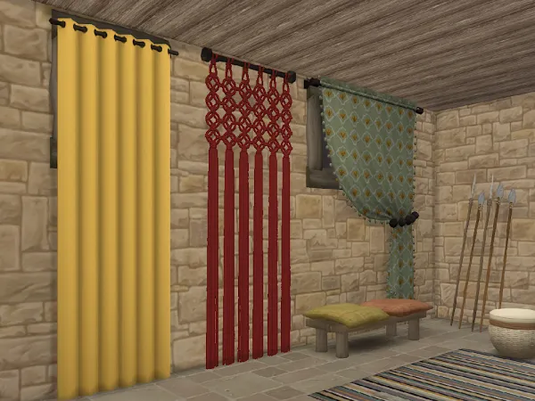 Mix Kremastes Kourtines three Curtains by KyriaT - The Sims 4 Custom Content