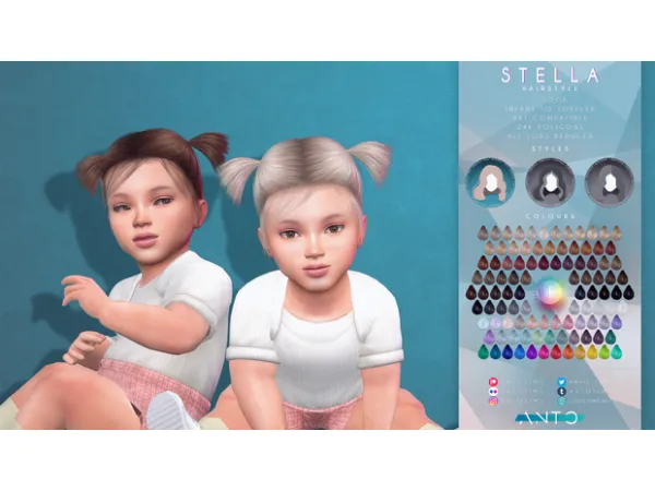 Alpha Stella Hairstyle (Requires The Chromatic Collection 1) by AntoSims - The Sims 4 Custom Content