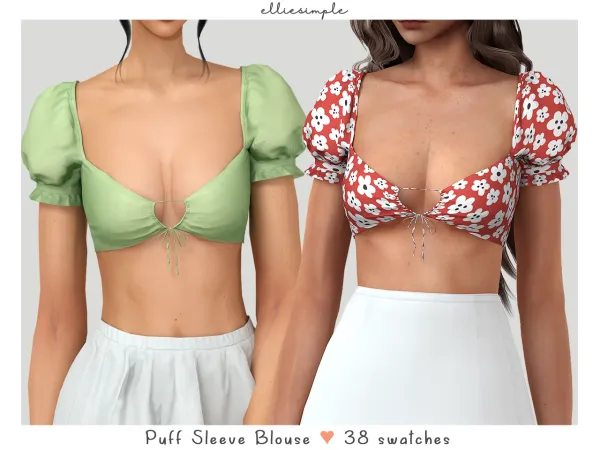 Alpha elliesimple puff sleeve blouse - The Sims 4 Custom Content
