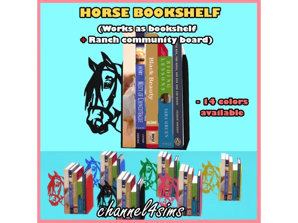 Maxis Match Horse Bookshelf (ranch community board) by channel4sims update - The Sims 4 Custom Content