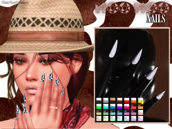Alpha Moo Moo Nails by Fatal Rose Creations - The Sims 4 Custom Content