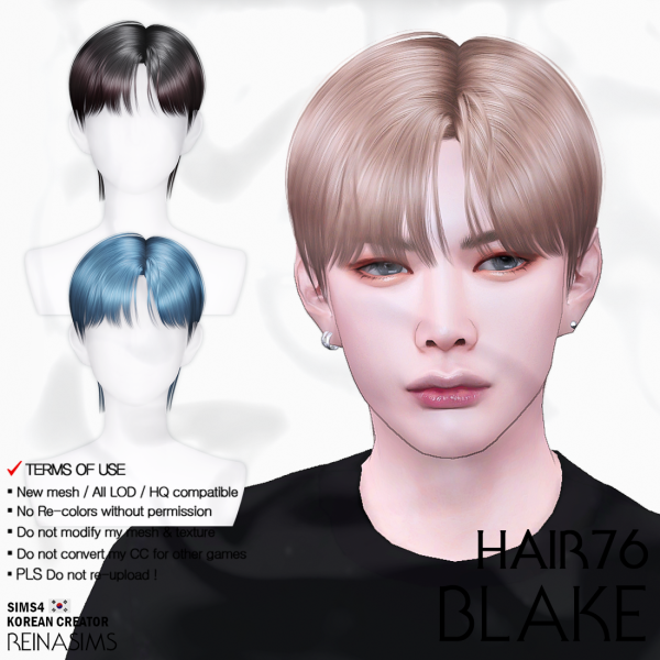 Alpha Reina 76 Blake hair by simsfinds - The Sims 4 Custom Content
