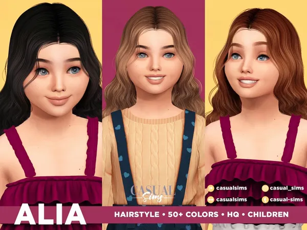 Alpha Alia Hairstyle for Children by simsfinds - The Sims 4 Custom Content