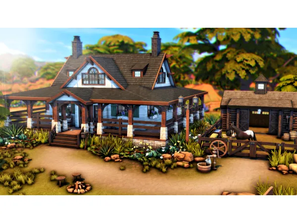 Maxis Match Small Ranch For 2 Sims and a Horse - The Sims 4 Custom Content